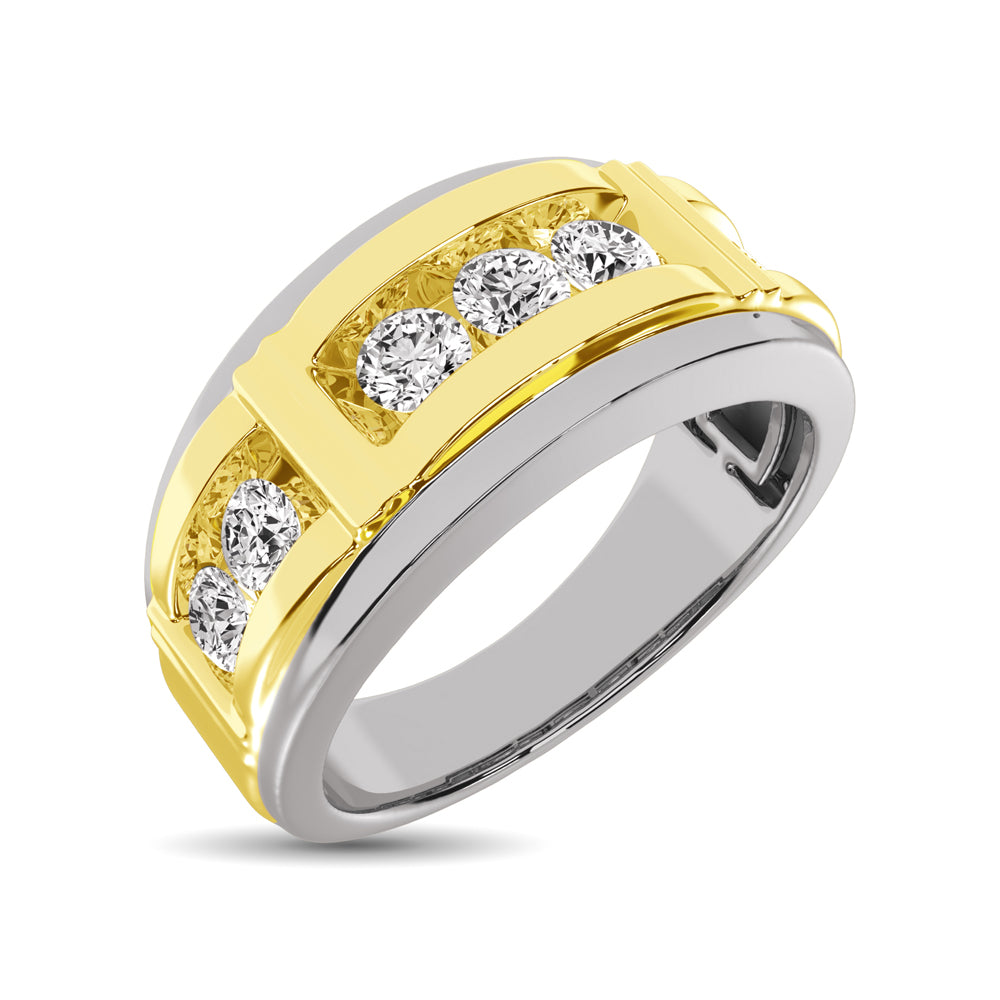 Diamante 1/2 Ct.Tw. Alianza de boda para hombre en oro blanco de 10 quilates con detalles en oro amarillo