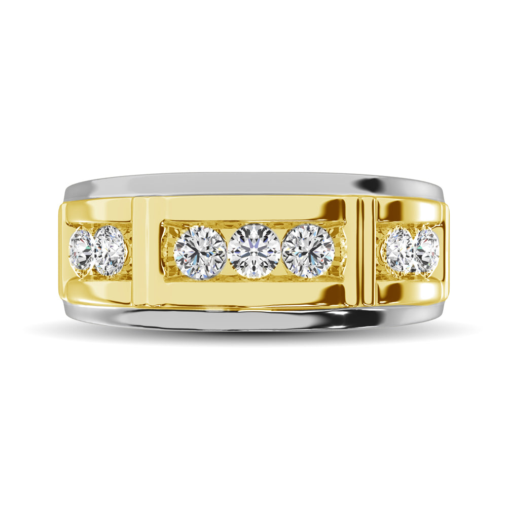 Diamante 1/2 Ct.Tw. Alianza de boda para hombre en oro blanco de 10 quilates con detalles en oro amarillo