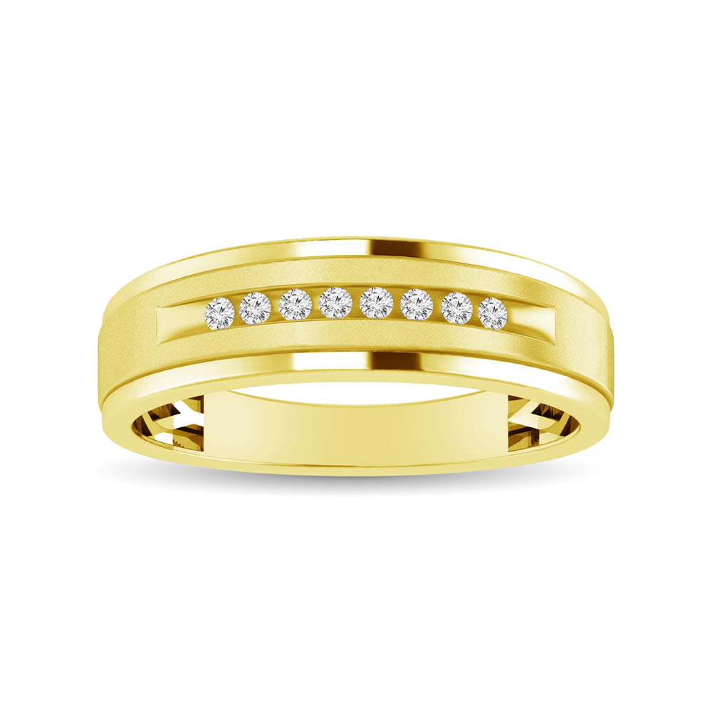 Alianza de Boda con Diamantes de 1/10 qt para Hombre en Oro Amarillo de 10k