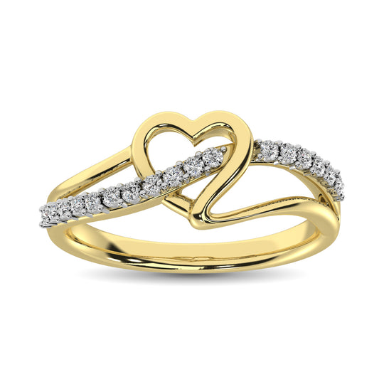 Oro amarillo de 10 quilates de 1/20 qt.Tw. Anillo de coraz√≥n de diamantes