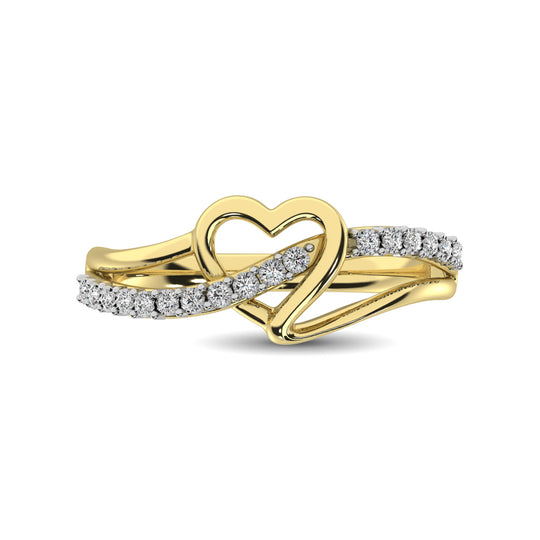 Oro amarillo de 10 quilates de 1/20 qt.Tw. Anillo de coraz√≥n de diamantes