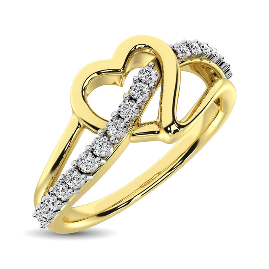 Oro amarillo de 10 quilates de 1/20 qt.Tw. Anillo de coraz√≥n de diamantes