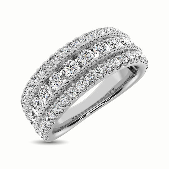 Oro blanco de 14 quilates de 1 1/3 qt.Tw. Anillo de aniversario de diamantes