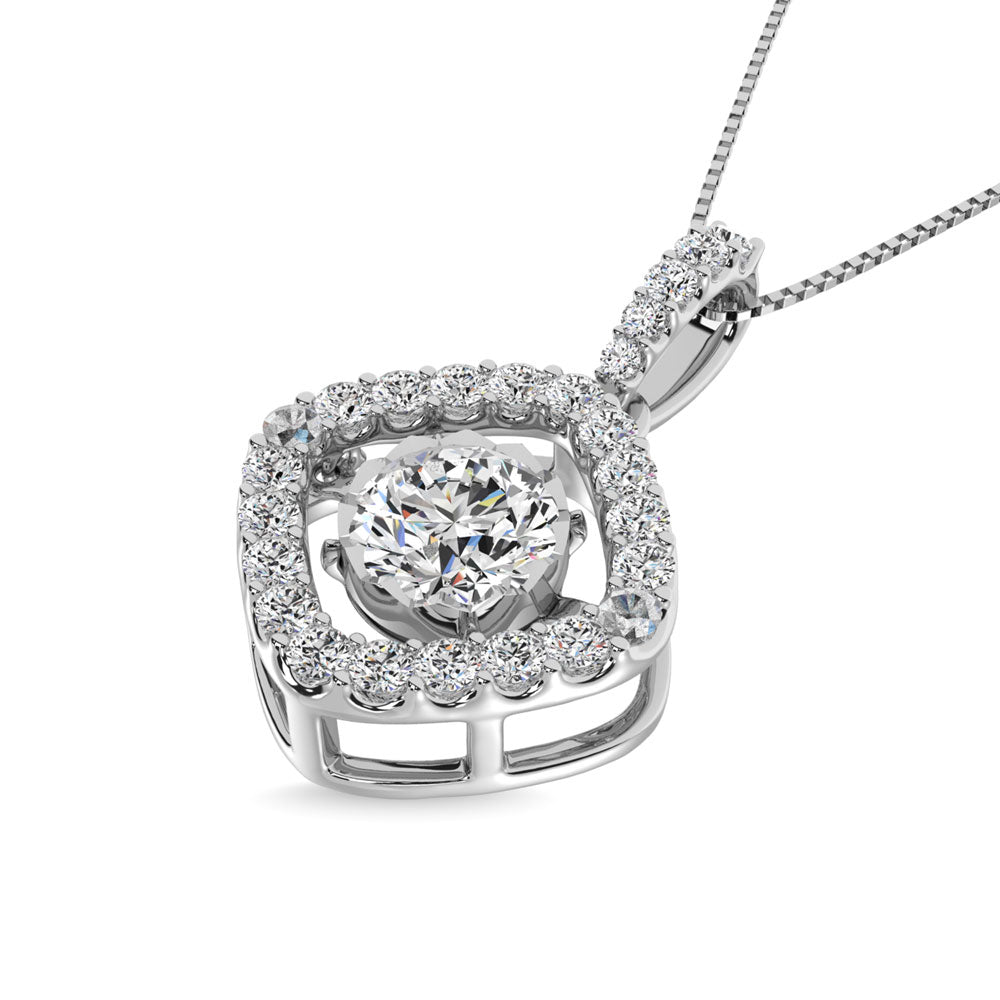 Diamante de 2 qt.Tw. Colgante brillante de forma cuadrada en oro blanco de 14 k