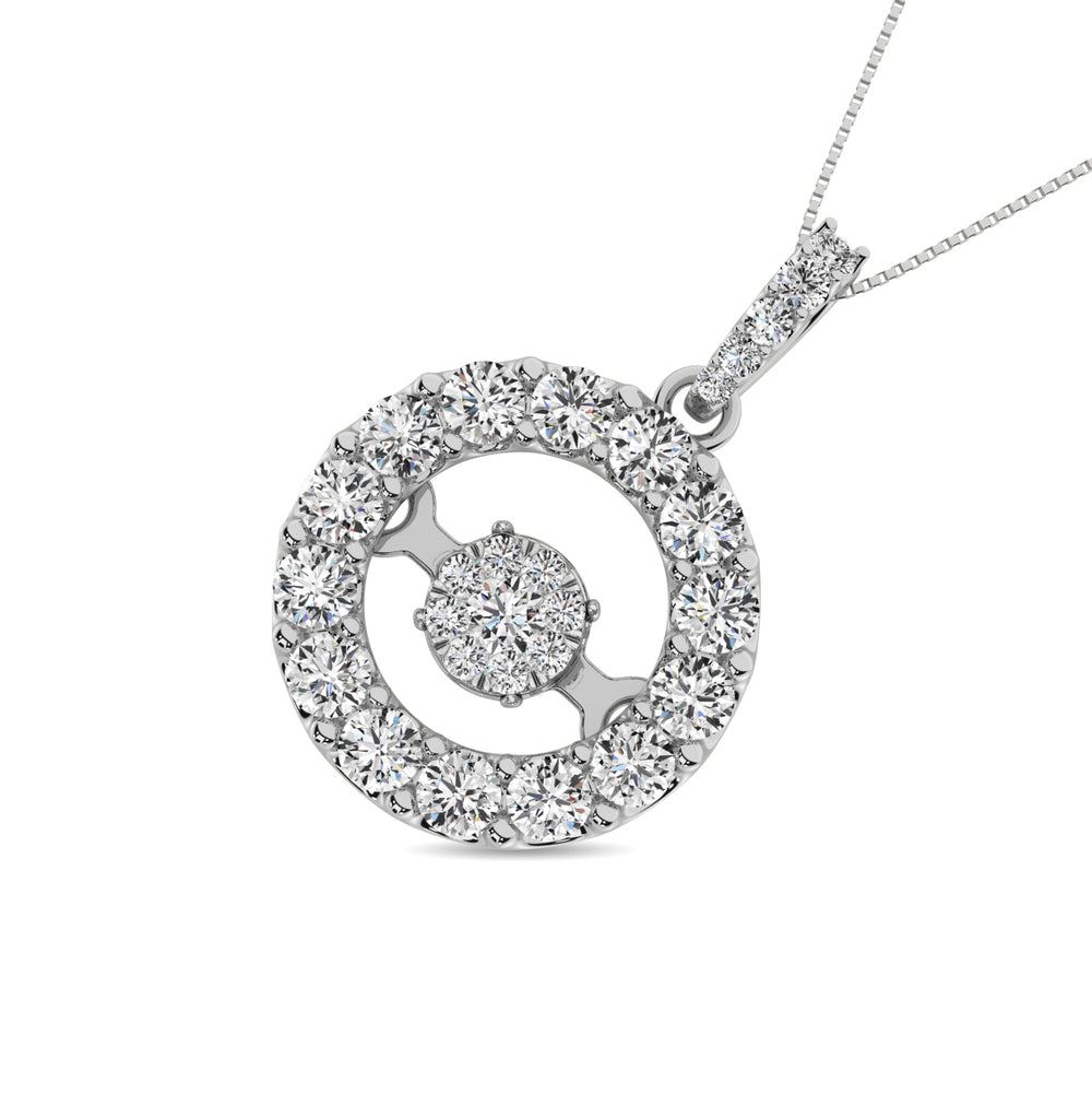 Diamante de 1 qt.Tw. Colgante brillante en oro blanco de 14 k