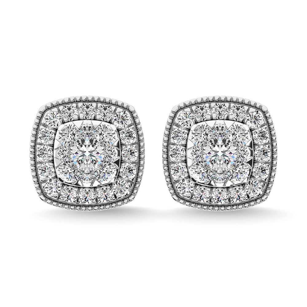 Diamante 5/8 Ct.Tw. Aretes en racimo en oro blanco de 14 k