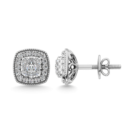 Diamante 5/8 Ct.Tw. Aretes en racimo en oro blanco de 14 k