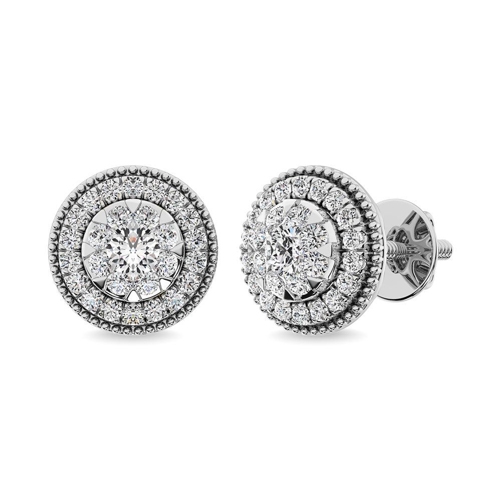 Diamante 5/8 Ct.Tw. Aretes en racimo en oro blanco de 14 k