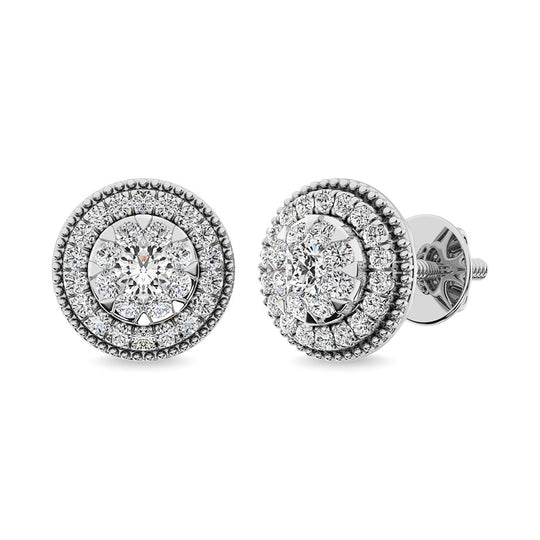 Diamante 5/8 Ct.Tw. Aretes en racimo en oro blanco de 14 k