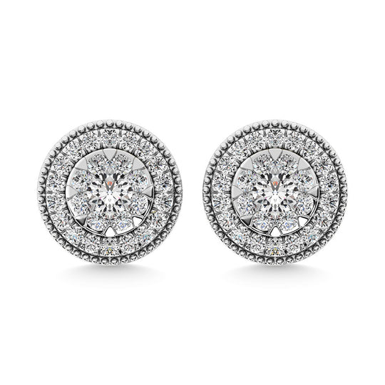 Diamante 5/8 Ct.Tw. Aretes en racimo en oro blanco de 14 k