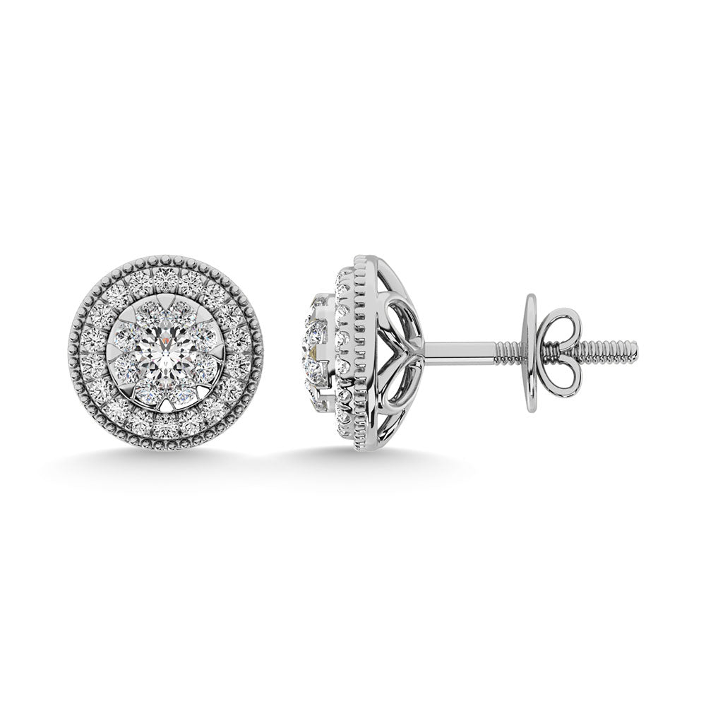 Diamante 5/8 Ct.Tw. Aretes en racimo en oro blanco de 14 k