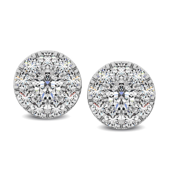 Diamante 1/4 Ct.Tw. Aretes con marco redondo