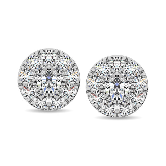 Diamante 1/4 Ct.Tw. Aretes con marco redondo