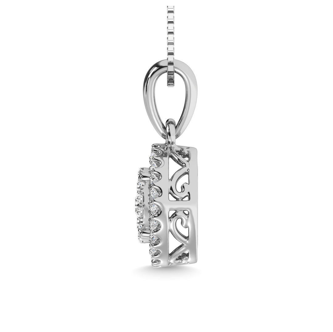 Diamante 1/4 Ct.Tw. Colgante redondo de doble marco