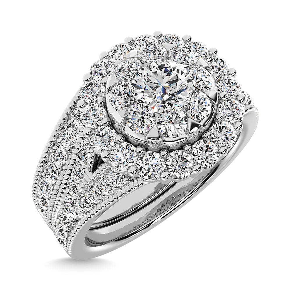 Diamante 1 1/2 Ct.Tw. Anillo nupcial en oro blanco de 14 k