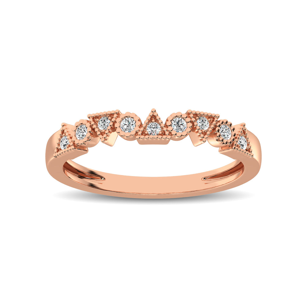 Anillo Trigale de Forma Redonda con Diamantes de 1/10 qt en Oro Rosa de 14k