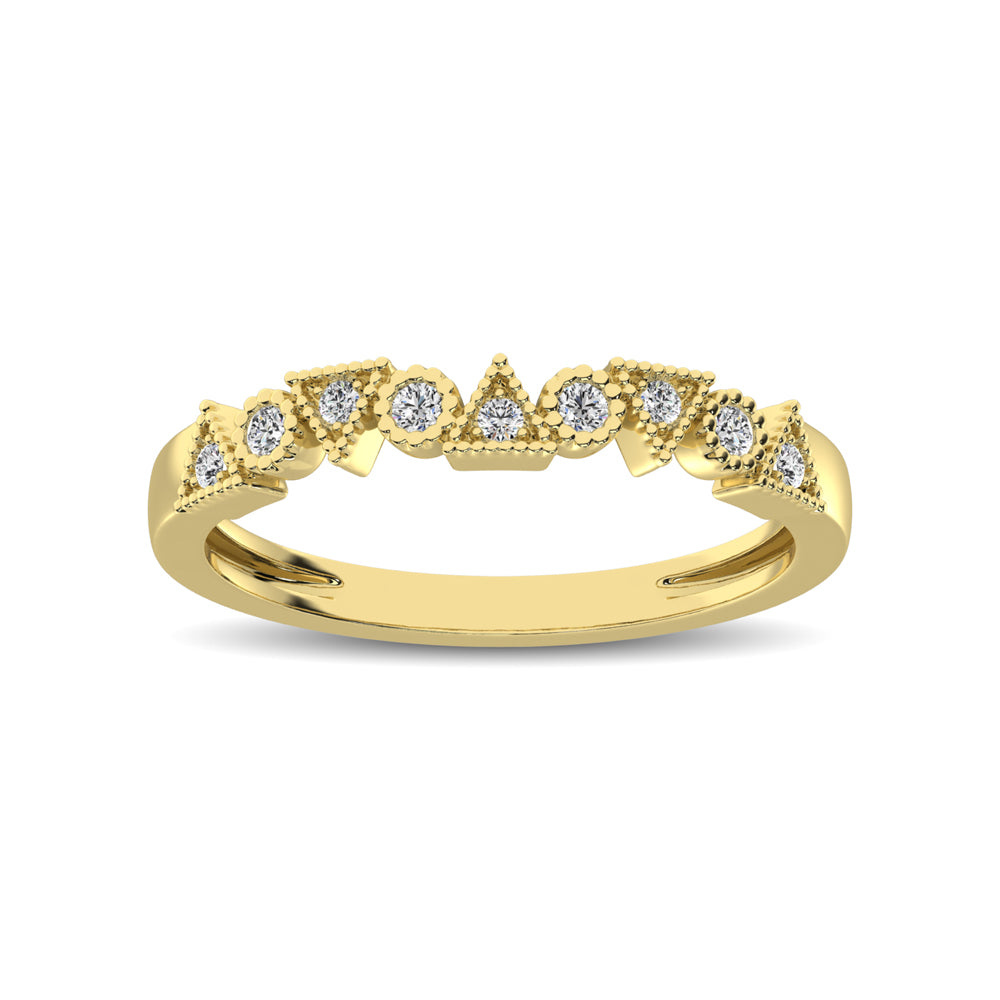 Anillo Trigale de Forma Redonda con Diamantes de 1/10 qt en Oro Amarillo de 14k