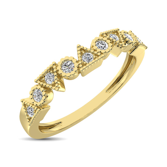 Anillo Trigale de Forma Redonda con Diamantes de 1/10 qt en Oro Amarillo de 14k