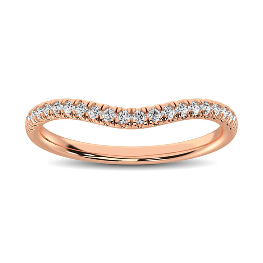 Anillo Contorneado con Diamantes de  1/6 qt en Oro Rosa de 14k