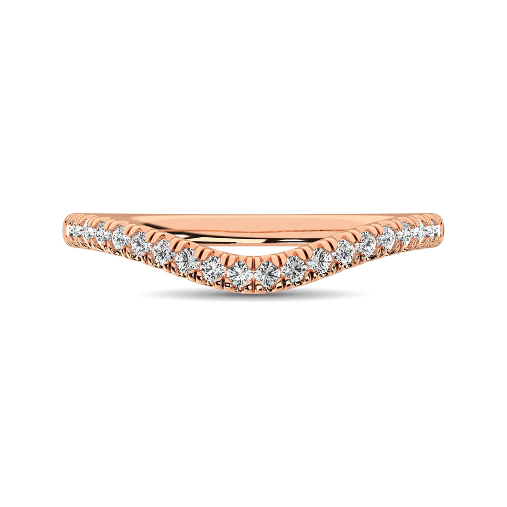 Anillo Contorneado con Diamantes de  1/6 qt en Oro Rosa de 14k