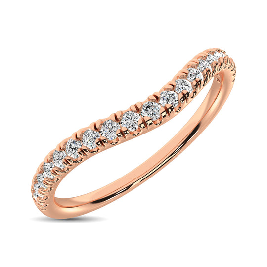 Anillo Contorneado con Diamantes de  1/6 qt en Oro Rosa de 14k