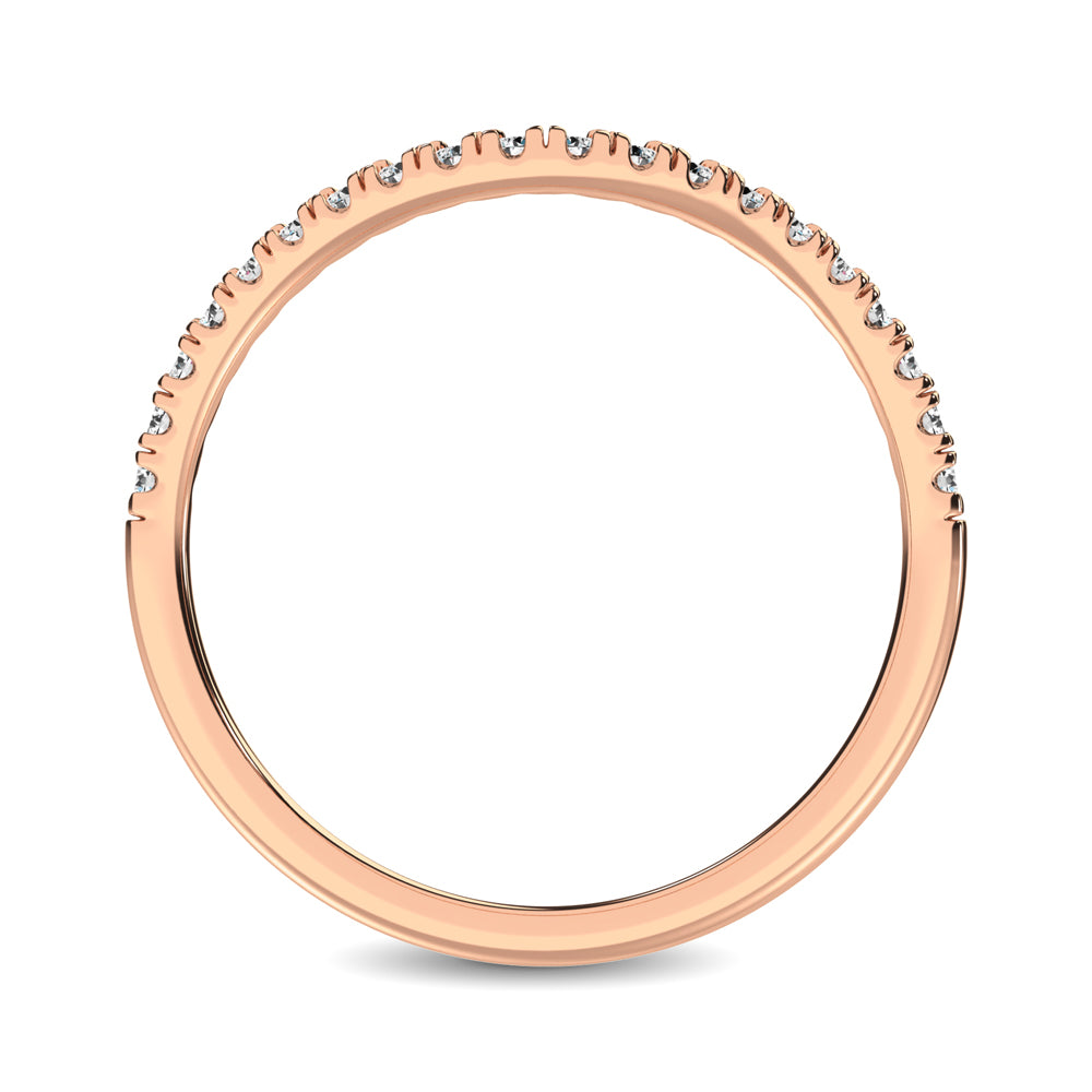 Anillo Contorneado con Diamantes de  1/6 qt en Oro Rosa de 14k