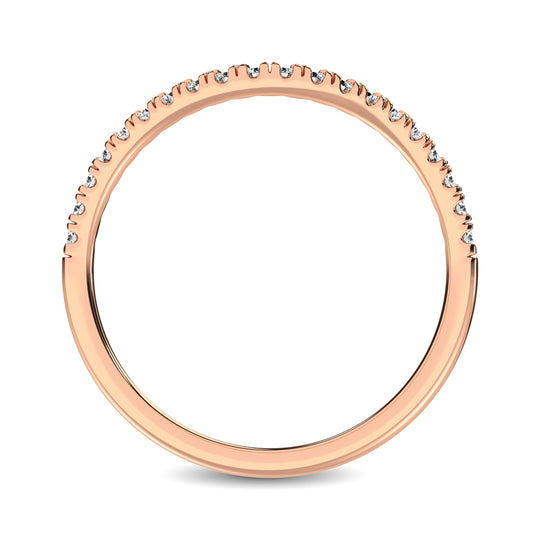 Anillo Contorneado con Diamantes de  1/6 qt en Oro Rosa de 14k