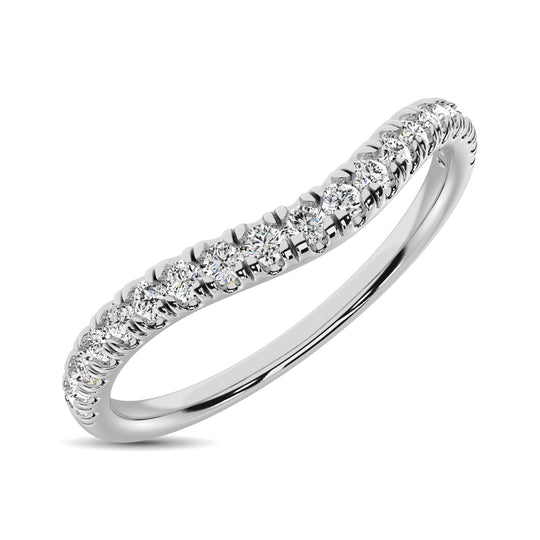 Anillo Contorneado con Diamantes  de 1/6 qt en Oro Blanco de 14k