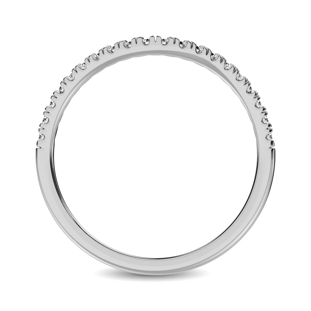 Anillo Contorneado con Diamantes  de 1/6 qt en Oro Blanco de 14k