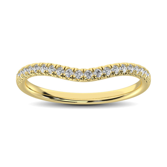 Anillo Contorneado con Diamantes  de 1/6 qt en Oro Amarillo de 14k