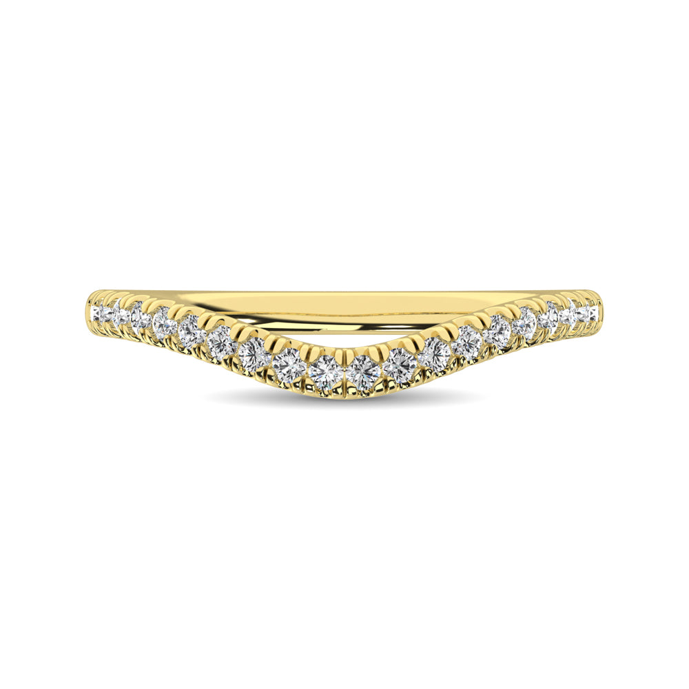 Anillo Contorneado con Diamantes  de 1/6 qt en Oro Amarillo de 14k