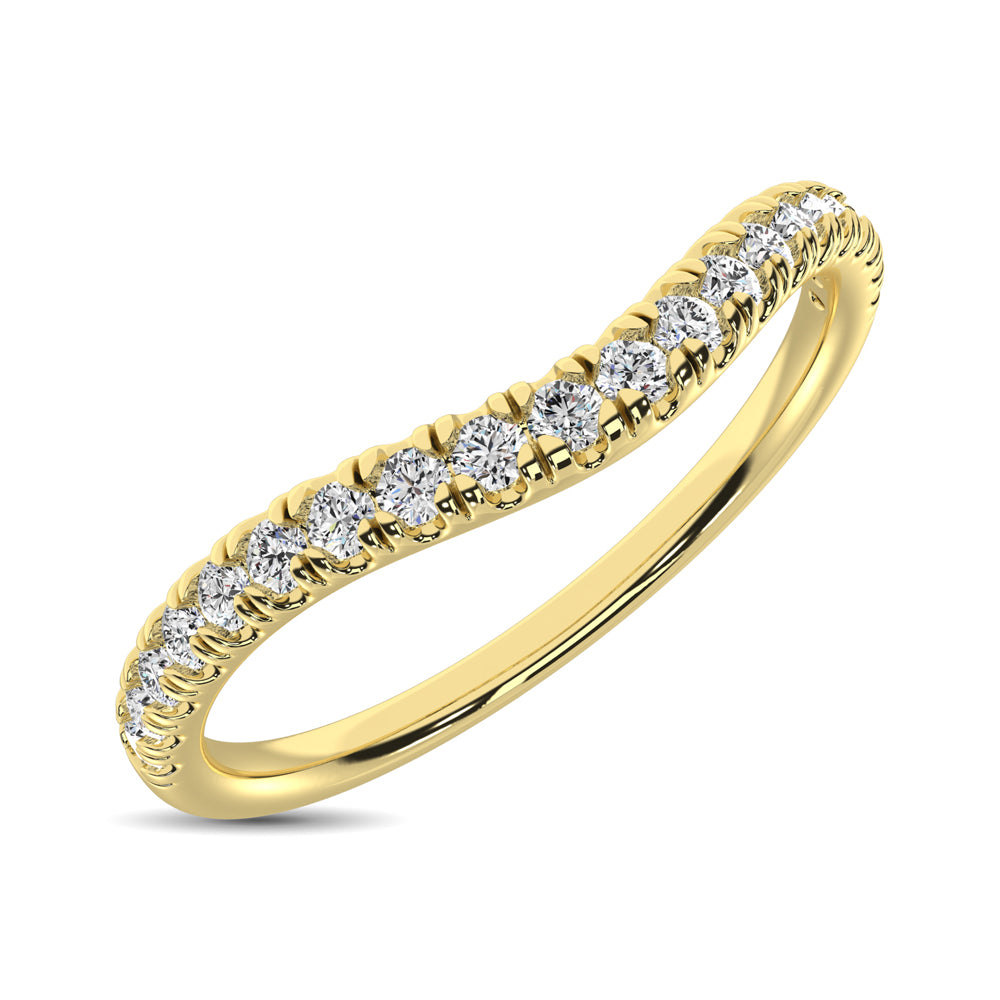 Anillo Contorneado con Diamantes  de 1/6 qt en Oro Amarillo de 14k