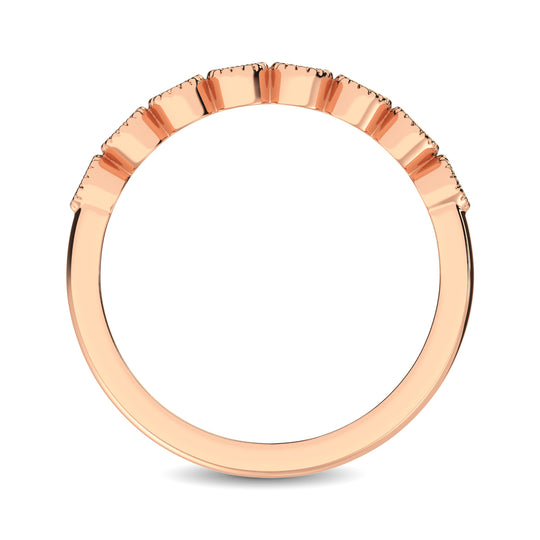 Banda de Bisel Apilable de Diamantes de 1/4 qt con Engaste de Cuentas en Oro Rosa de 14k