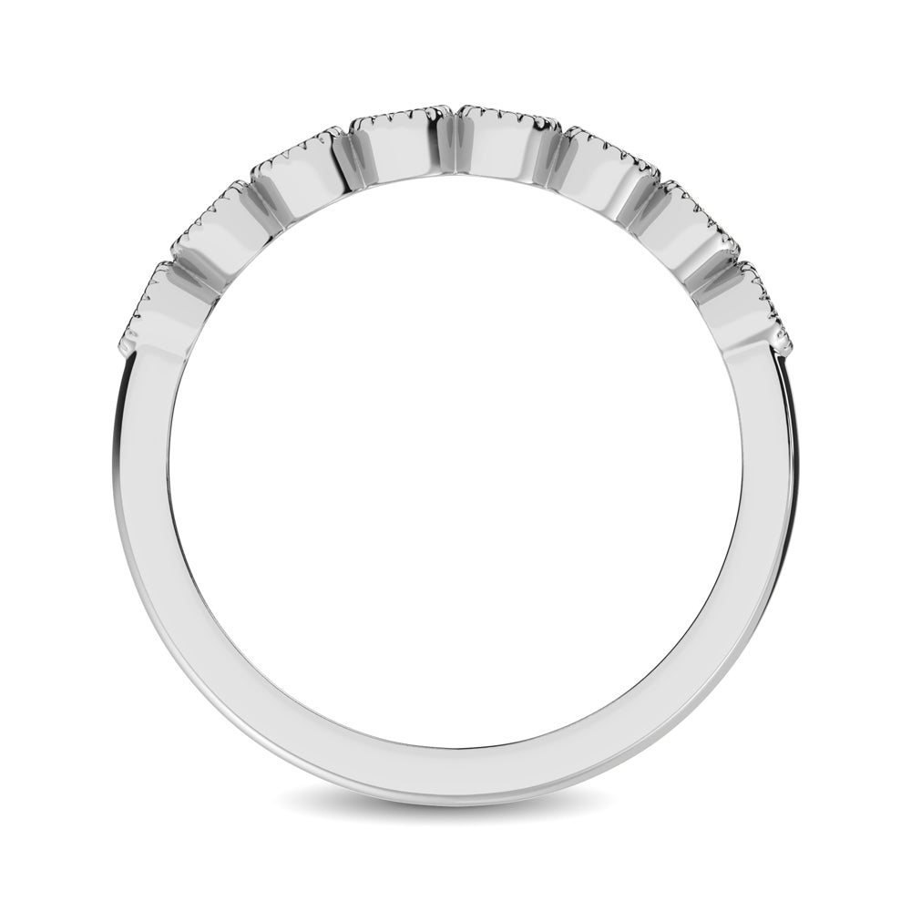 Banda de Bisel Apilable de Diamantes de 1/4 qt con Engaste de Cuentas en Oro Blanco de 14k