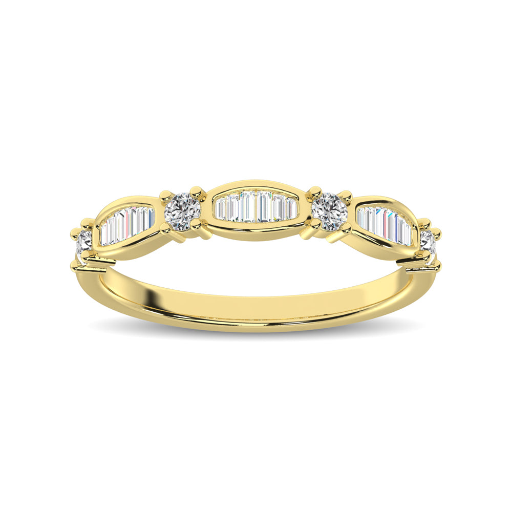 Anillo de Oro Amarillo de 14 k con Diamantes Redondos de 1/4 qt