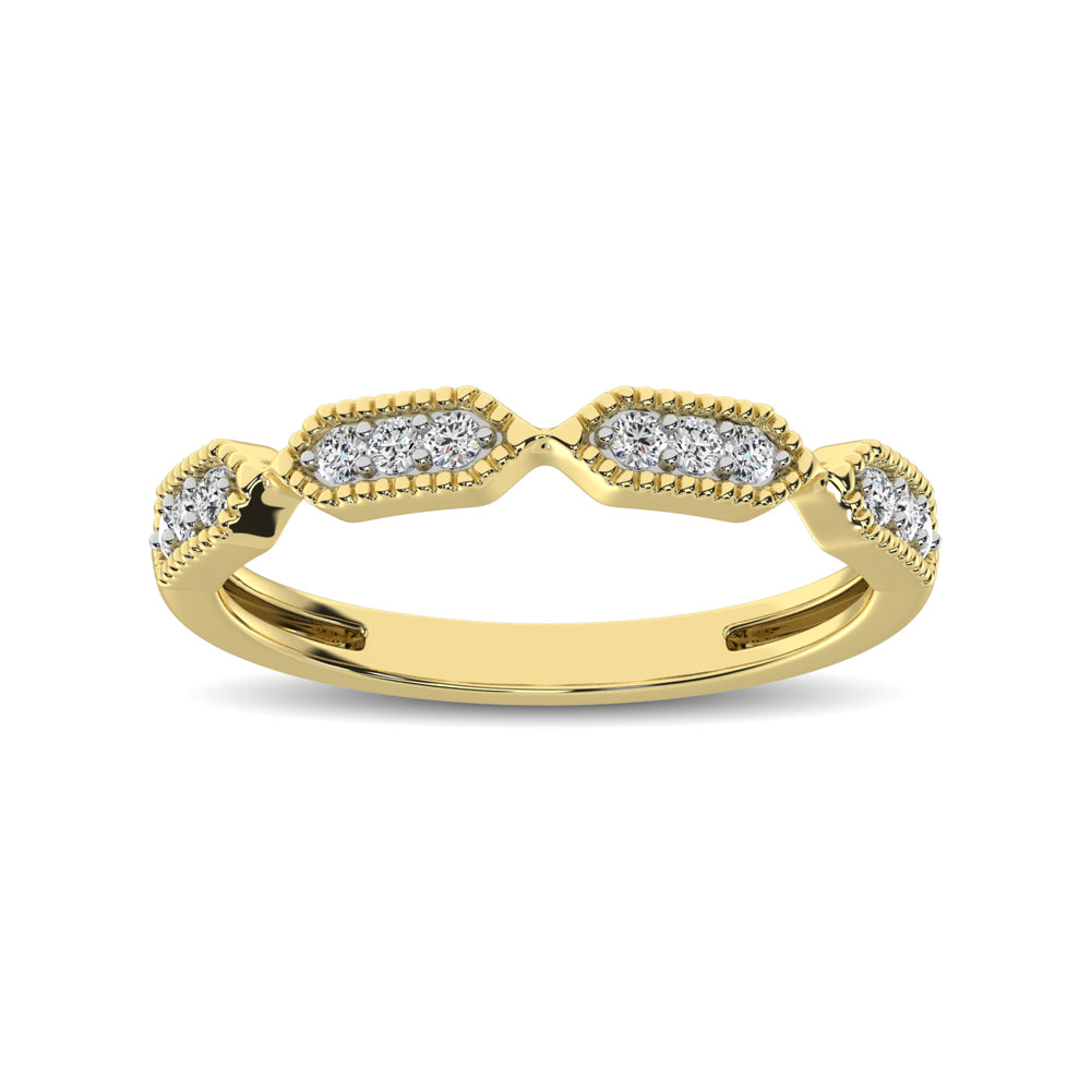 Banda Estilo Cuentas Engastada con Diamante de 1/6 qt en Oro Amarillo de 14k