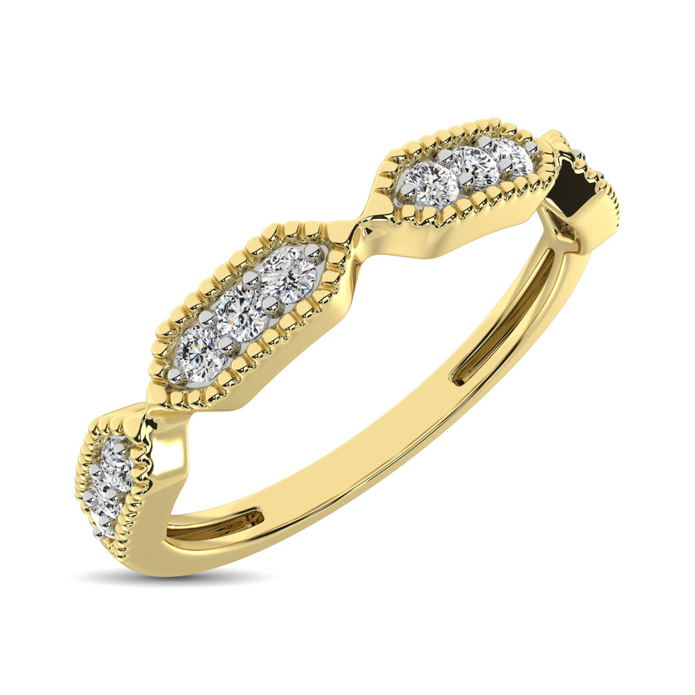 Banda Estilo Cuentas Engastada con Diamante de 1/6 qt en Oro Amarillo de 14k