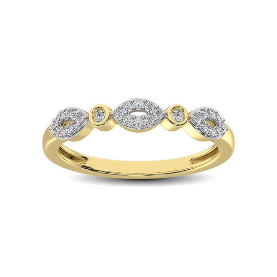 Banda Apilable de Diamantes Redondos y de Forma Marquesa de 1/6 qt en Oro Amarillo de 10k