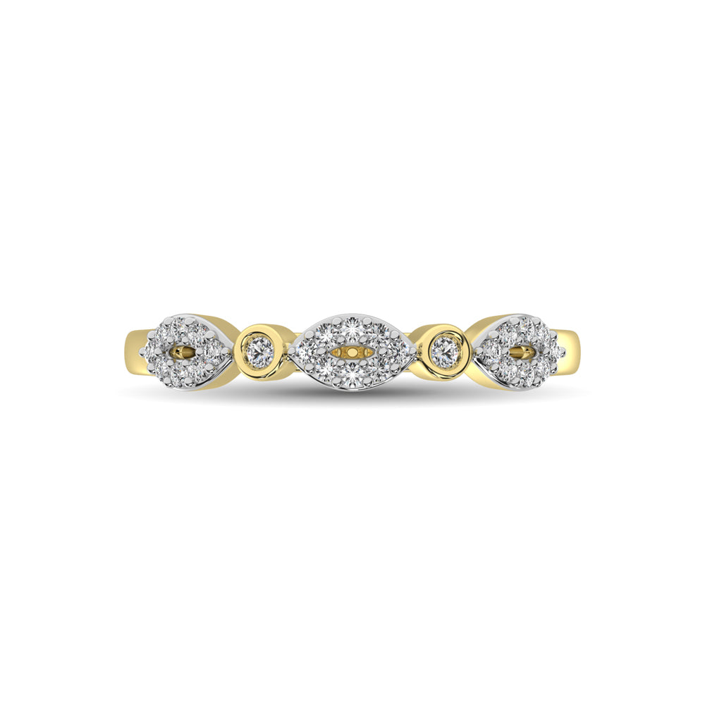 Banda Apilable de Diamantes Redondos y de Forma Marquesa de 1/6 qt en Oro Amarillo de 10k