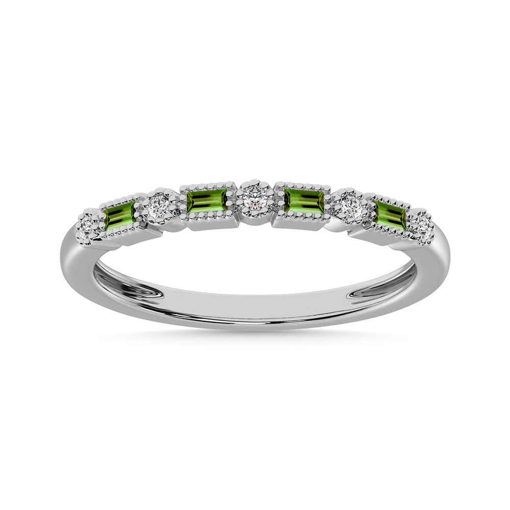 Diamante 1/4 Ct.Tw. Y anillo de peridoto en oro blanco de 10 k