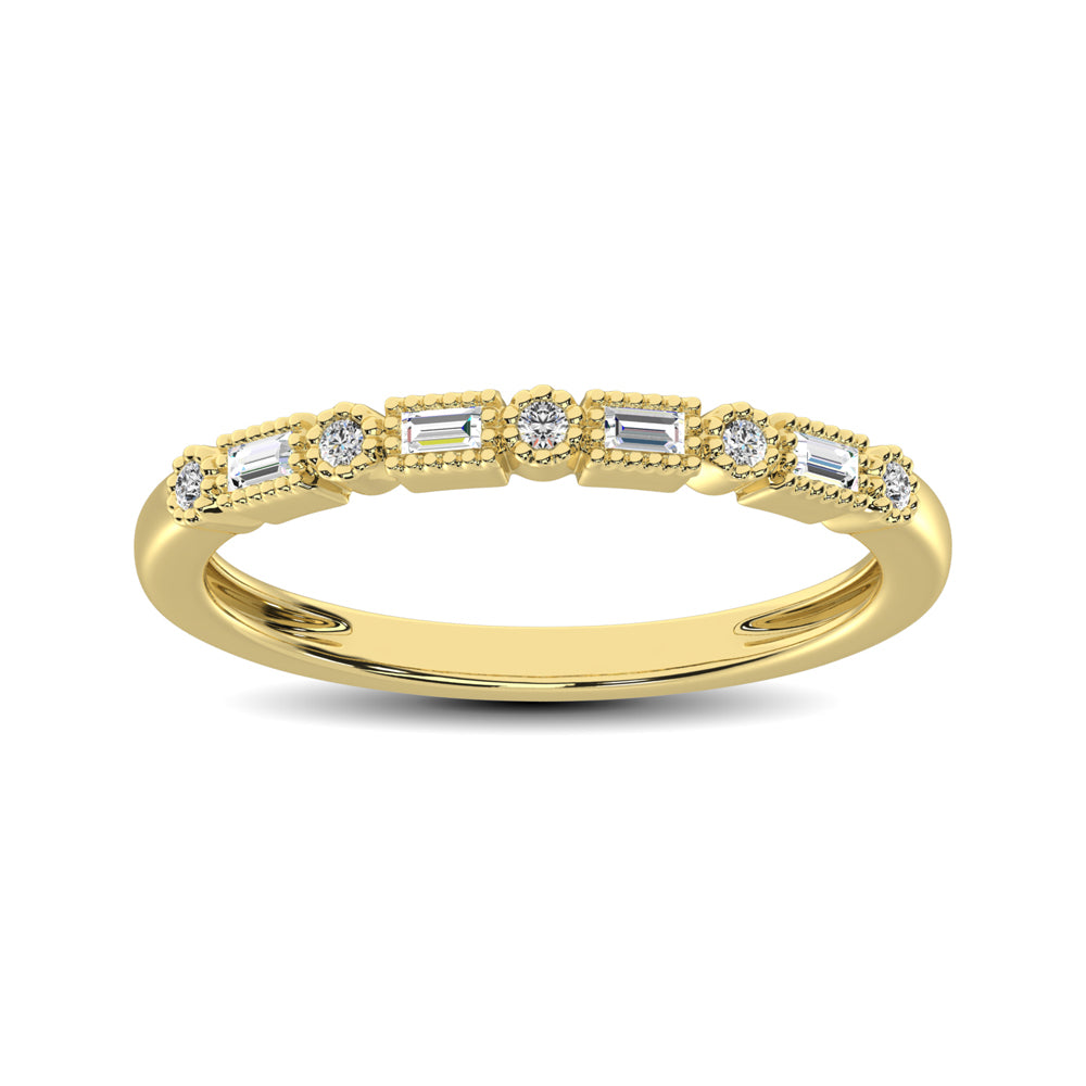 Anillo con Diamantes Redondos de 1/10 qt en Oro Amarillo de 14k