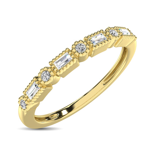 Anillo con Diamantes Redondos de 1/10 qt en Oro Amarillo de 14k