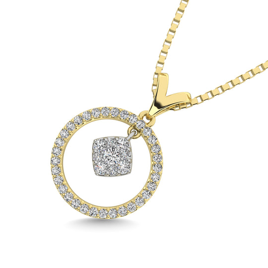 Oro amarillo de 10 quilates de 1/4 qt.Tw. Colgante colgante con c‚àö‚â†rculo de diamantes