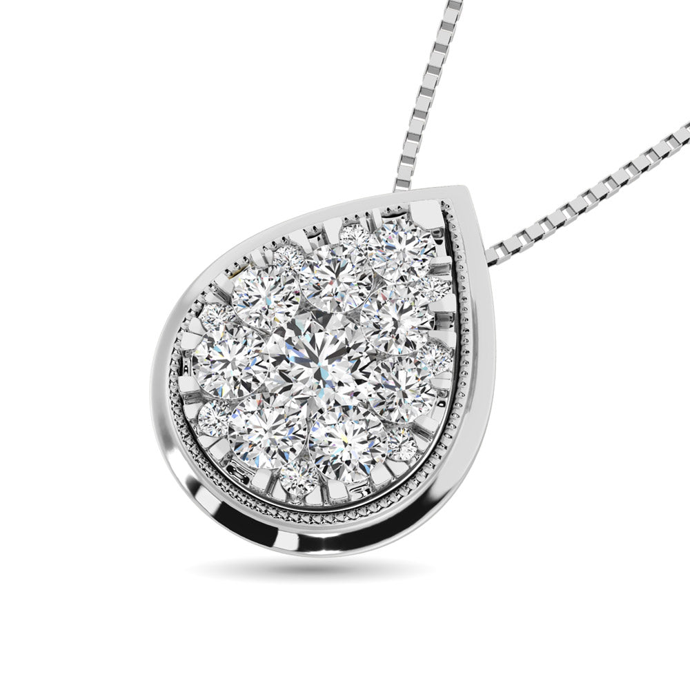 Diamante 1/2 Ct.Tw. Colgante en forma de pera en oro blanco de 14 k