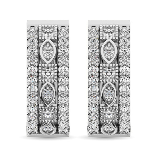 Diamante 3/8 Ct.Tw. Aretes de aro en oro blanco de 14 k