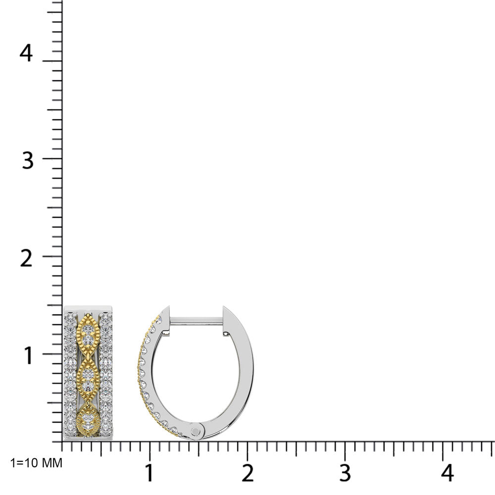 Diamante 3/8 Ct.Tw. Aretes de aro en oro de dos tonos de 14 k