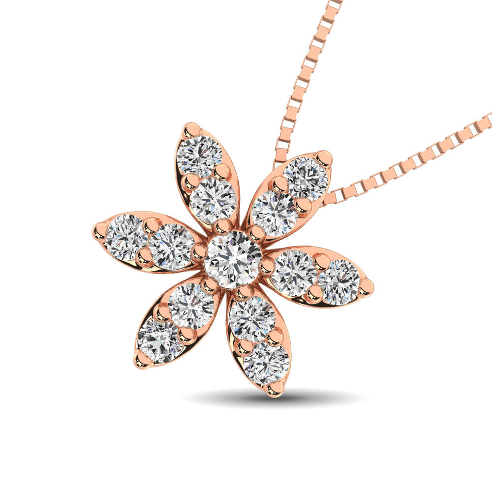 Diamante 1/4 Ct.Tw. Colgante de flores