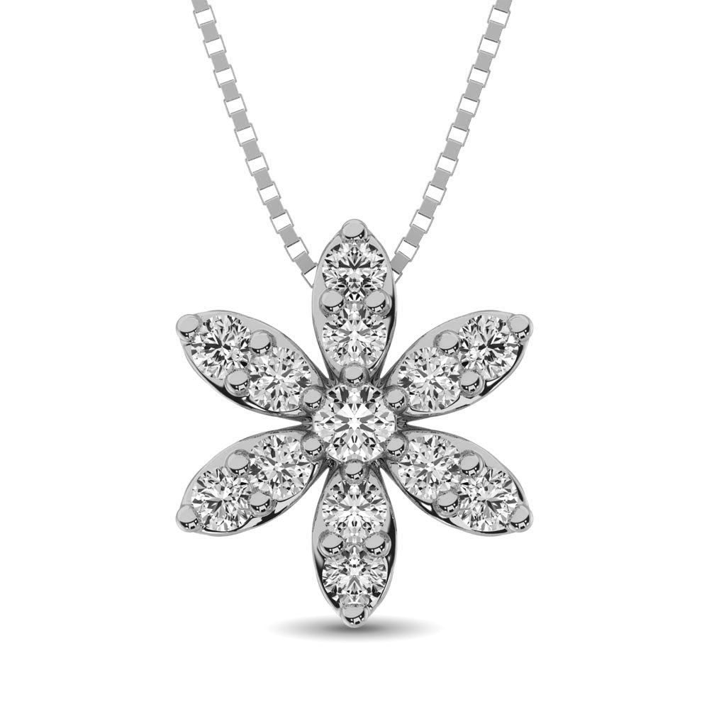 Diamante 1/4 Ct.Tw. Colgante de flores