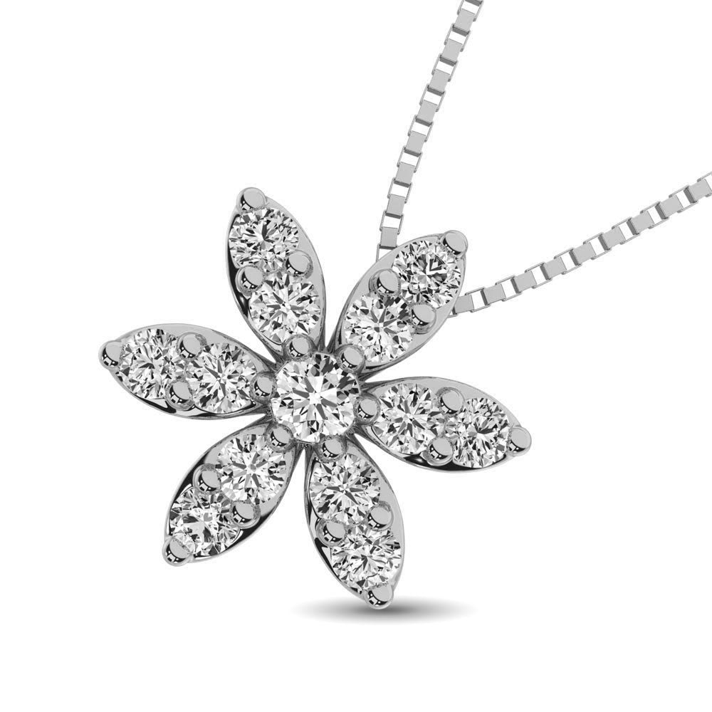 Diamante 1/4 Ct.Tw. Colgante de flores