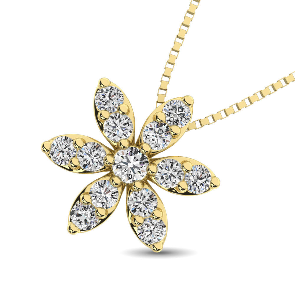 Diamante 1/4 Ct.Tw. Colgante de flores